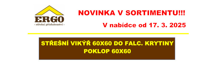 Střešní vikýř 60×60 do falcované krytiny, poklop 60×60